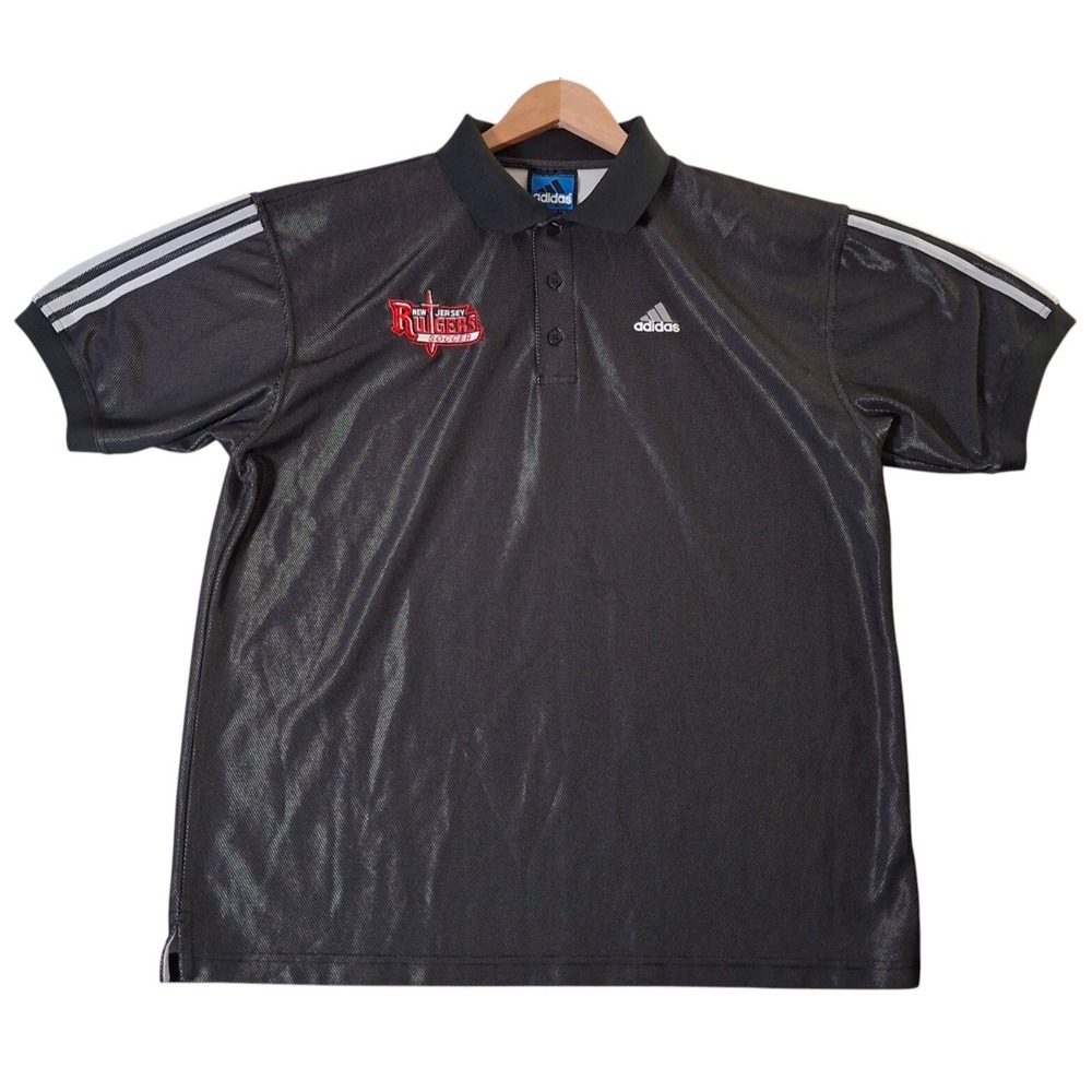 Rutgers Scarlet Knights University Soccer adidas Polo Shirt Men's Large Black - Picture 2 of 8